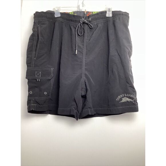 Tommy Bahama Relax Black Men's Swim Shorts Trunks Size XL Floral Inner Trim - Picture 1 of 7